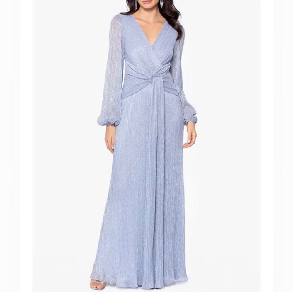 Betsy & Adam Glitter Knit Knot Long Sleeve Gown Dress Nwt